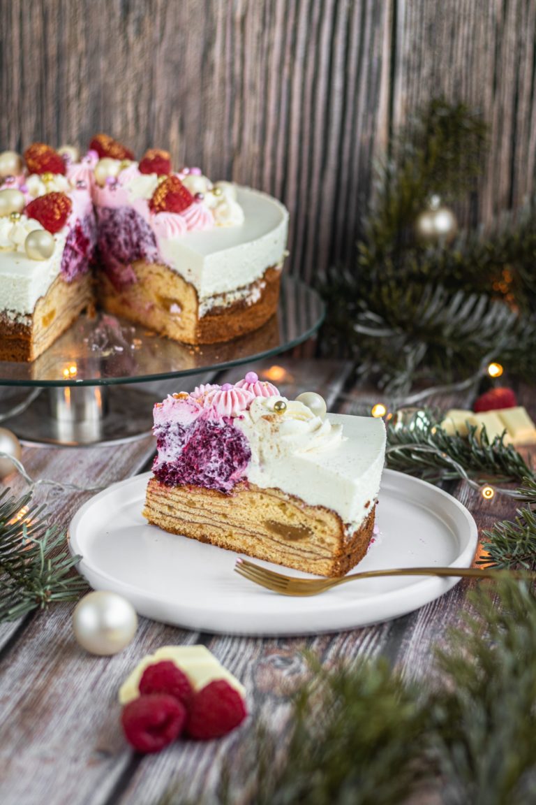 Baumkuchentorte mit Himbeerkern - Pia backt